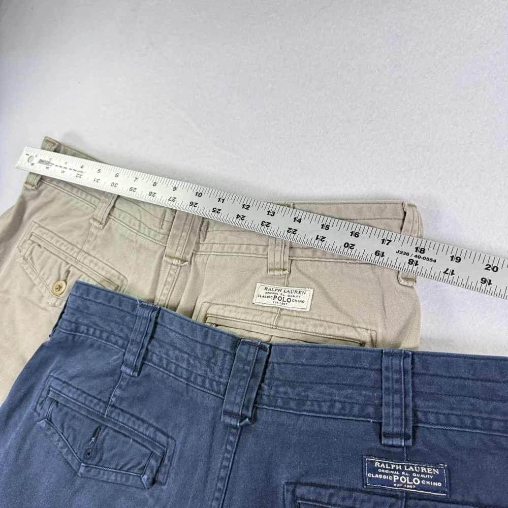 Polo Ralph Lauren Cargo Shorts Mens 36 Blue Khaki Lot of 2 Classic Chino Twill